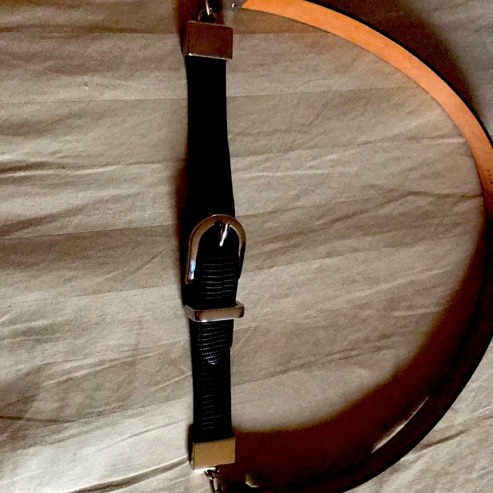 TALBOTS Genuine leather belt Color BLACK Size S -Made in Italy